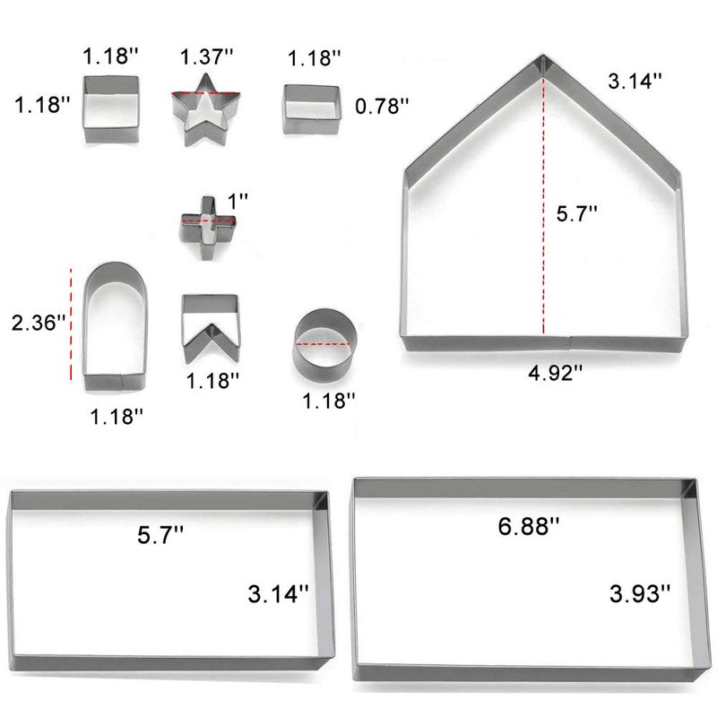 SSAWcasa Gingerbread House Cookie Cutters, Christmas House Cookie Cutter Gingerbread Cookie Cutter Kit Set for Adult, 3D Stainless Steel Chocolate Cake Biscuit Pastry Baking Mold DIY Tool for Holiday Gift - Image 4